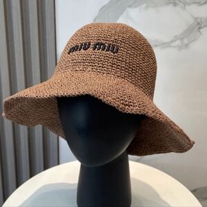 ✨NWT✨🤎MIU MIU🤎 Brown Straw Hat / Crochet Hat / Bucket Hat 🔥CCO SALE🔥
